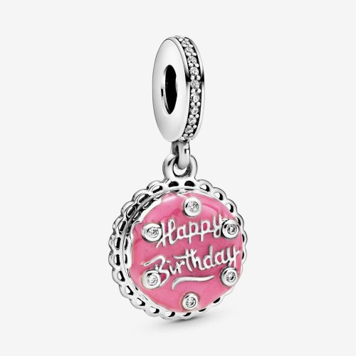 Charm colgante de pastel de cumpleaños rosa PANDORA - 798888C01