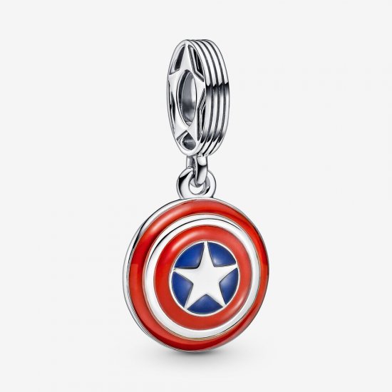 PANDORA Marvel Los Vengadores Capitán América Escudo Colgante Encanto - 790780C01 - Haga click en la imagen para cerrar