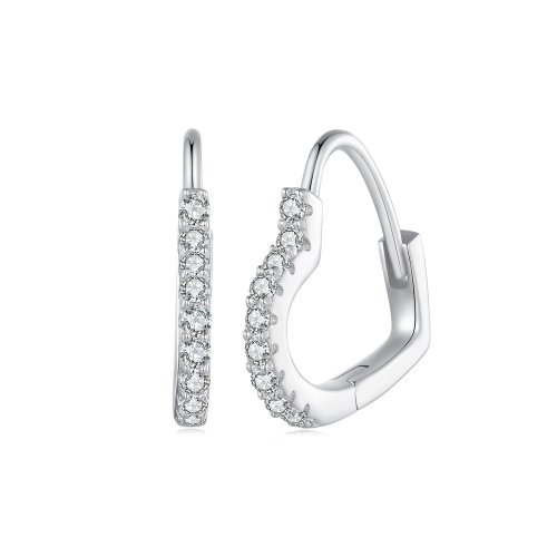 Aretes de Aro en forma de corazón estilo Pandora con Moissanita (un certificado) - MSE035
