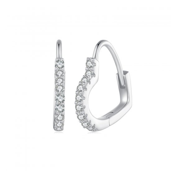 Aretes de Aro en forma de corazón estilo Pandora con Moissanita (un certificado) - MSE035 - Haga click en la imagen para cerrar