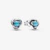 Pendientes de Botón de Círculo de Eternidad Turquesa Azul de PANDORA para Diciembre - 292335C02