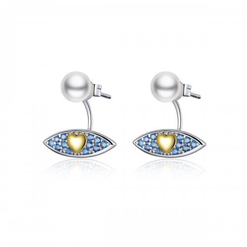 Estilo Pandora Pendientes de Botón con Ojo de Diablo - SCE822