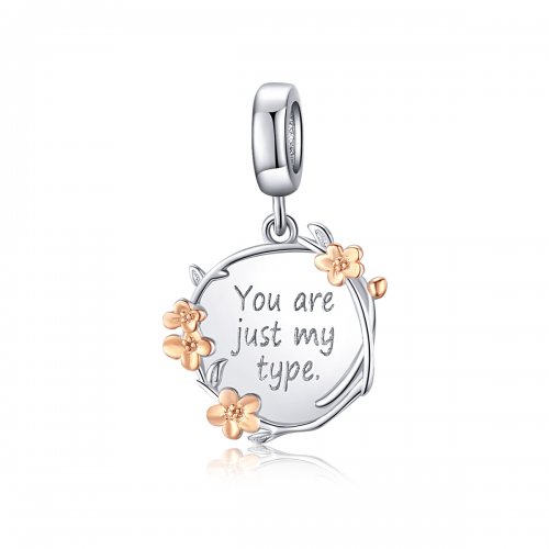 Estilo Pandora Bicolor de Dos Tonos "Eres Justo Mi Tipo" Colgante - BSC147