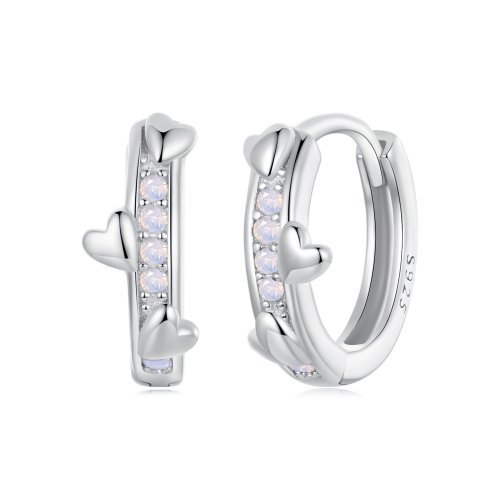 Pendientes de corazón rosa estilo PANDORA - BSE1018