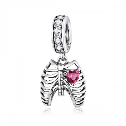 Estilo Pandora Plata Amor Voto de Costillas Colgante - SCC1459