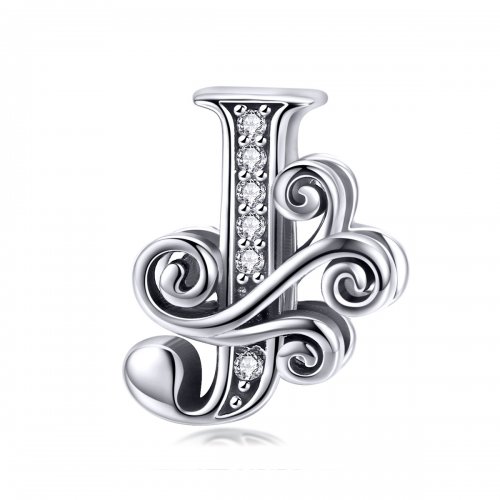 Charm de letra J con pavé brillante de estilo Pandora - BSC030-J