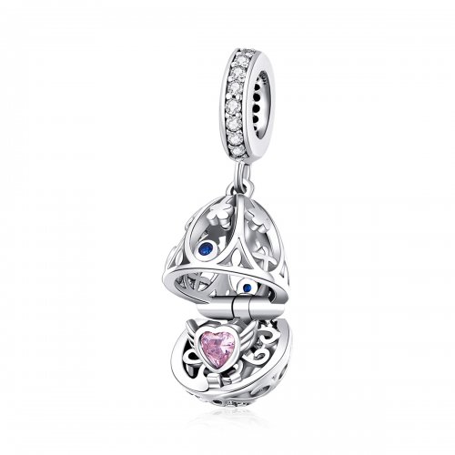 Huevo de Pascua de Plata estilo Pandora con colgante de tesoro - SCC1465