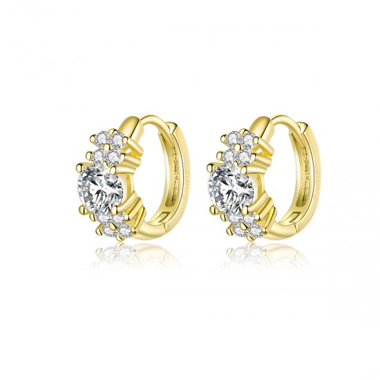 Pendientes de argolla estilo Pandora plateados y bañados en oro con brillo romántico - SCE485-B - Haga click en la imagen para cerrar
