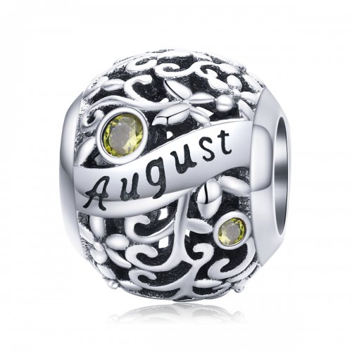 Encanto de piedra de nacimiento de peridoto de estilo Pandora en plata - SCC1385-8