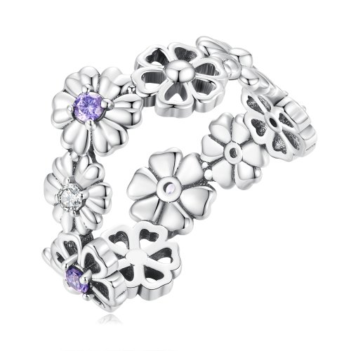 Anillo estilo Pandora con cadena de margaritas - SCR873