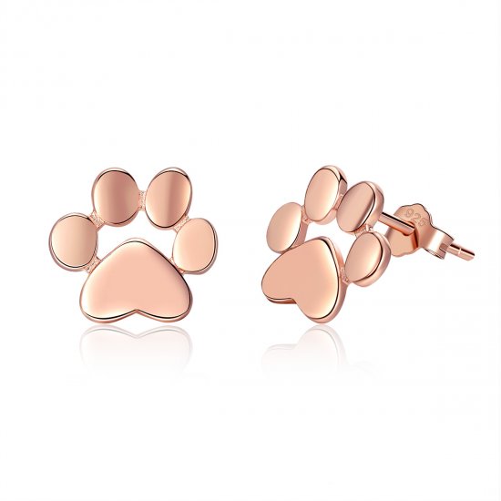 Aretes con forma de pata de gato linda en oro rosa estilo Pandora - SCE407-3 - Haga click en la imagen para cerrar