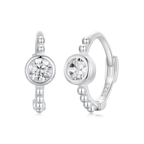 Pendientes sencillos de plata de ley con cuentas estilo PANDORA - SCE1731
