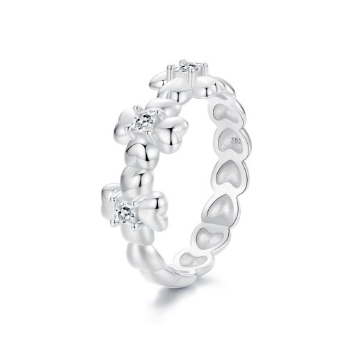 Anillo de trébol de cuatro hojas estilo PANDORA - SCR1045