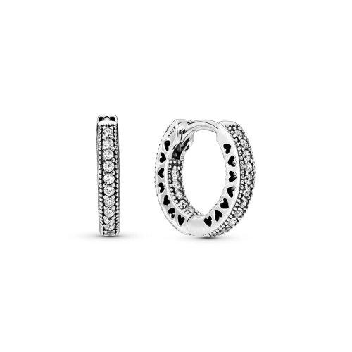 Pendientes de aro en plata de ley Corazones de Pandora pequeños - 296317CZ