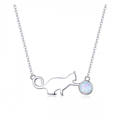 Collar de Gato con Ópalo al estilo Pandora - SCN395