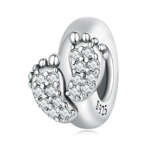 Charm separador con estilo Pandora de huellas de bebé - BSC688