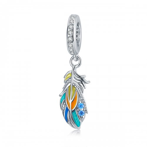Estilo Pandora Plumas Coloridas Colgante - BSC304