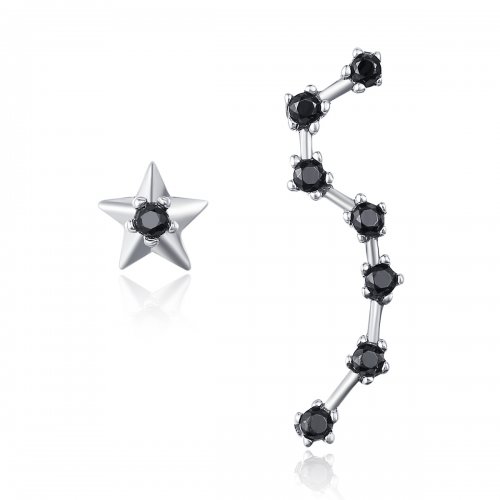 Pendientes de botón estilo Pandora de plata con la Osa Mayor grande - SCE166 Pendientes de botón estilo Pandora de plata con la Osa Mayor grande - SCE166