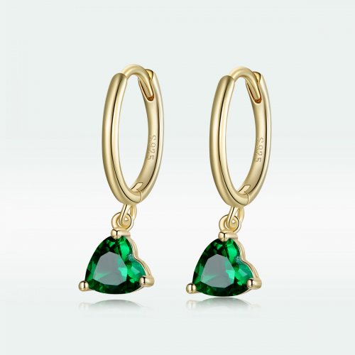 Pendientes colgantes de corazones chapados en oro de 18 quilates estilo Pandora - SCE1019-CN