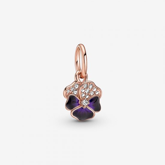 PANDORA Encanto Colgante de Flor de Pensamiento Morado Profundo - 780776C01 - Haga click en la imagen para cerrar