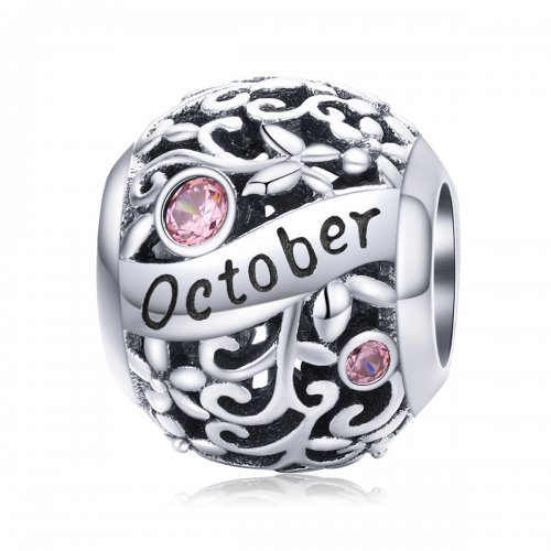 Charm de Piedra de Nacimiento de Octubre en Estilo Pandora de Plata - SCC1385-10