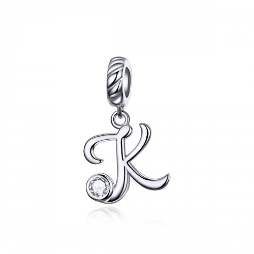Pendiente colgante de letra K en estilo Pandora de plata - SCC1183-K