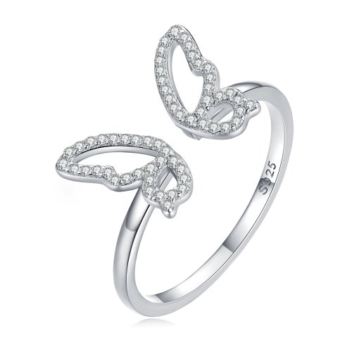 Anillo abierto estilo Pandora con mariposa - BSR278