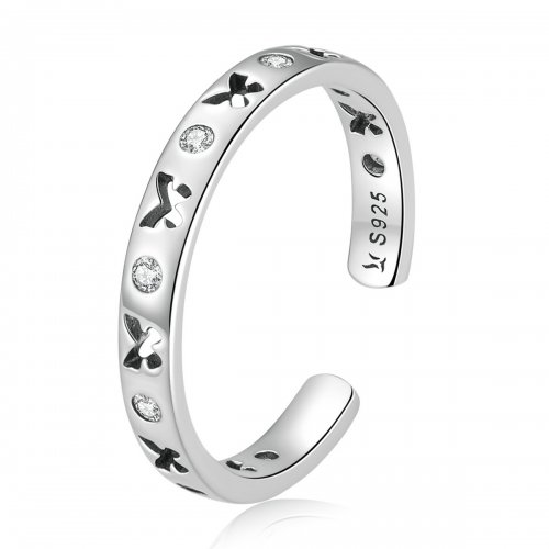 Anillo abierto con diseño de mariposa en estilo Pandora - SCR764