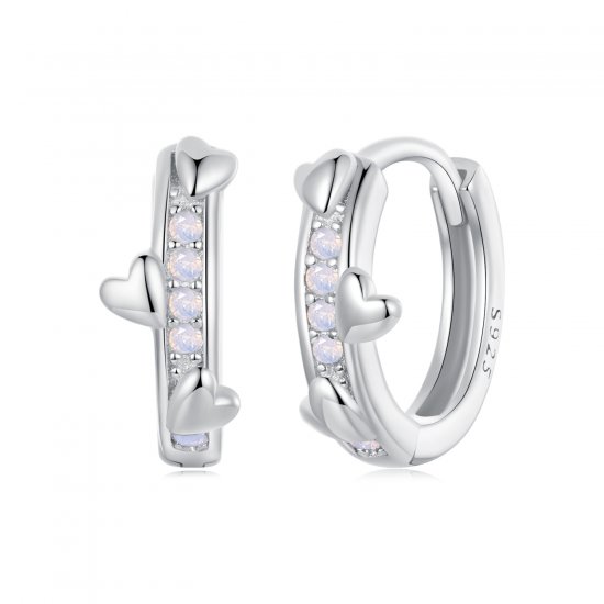 Pendientes de corazón rosa estilo PANDORA - BSE1018 - Haga click en la imagen para cerrar