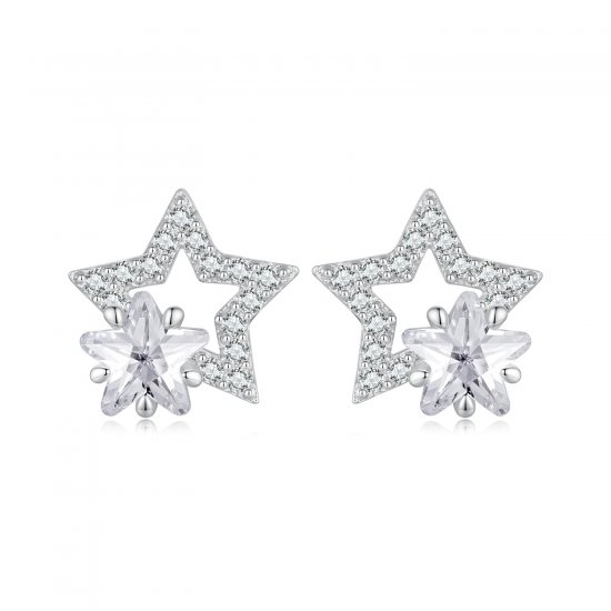 Pendientes de estilo Pandora con forma de estrellas - BSE878 - Haga click en la imagen para cerrar