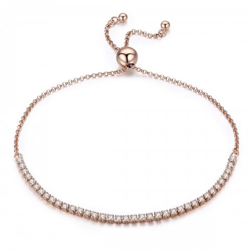 Estilo Pandora Pulsera de Tenis Deslizable Acompañante Elegante Chapada en Oro - SCB046