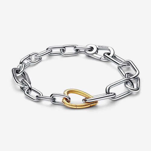 Pulsera de Cadena de Eslabones con Eslabón Que Se Puede Abrir Corazón en Dos Tonos de Pandora ME - 562527C00
