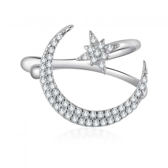 Clip para oreja de estilo Pandora con luna y estrellas - BSE701 - Haga click en la imagen para cerrar