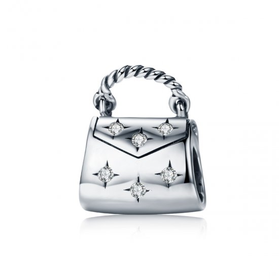 Charm de bolso de compras elegante plateado estilo Pandora - SCC607 - Haga click en la imagen para cerrar