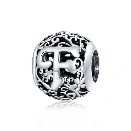 Encanto de letra G con diseño de flor calada al estilo Pandora - SCC1444-G - Haga click en la imagen para cerrar