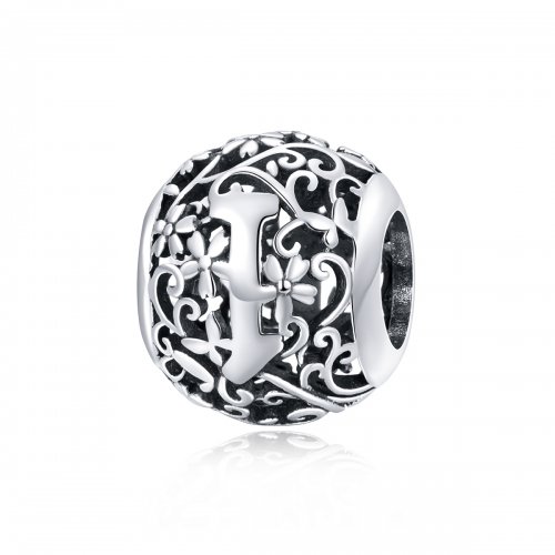Charm Pandora estilo abierto con flor y letra I - SCC1444-I