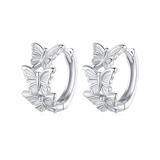 Aretes de Aro con Mariposa al Estilo Pandora - BSE908 - Haga click en la imagen para cerrar