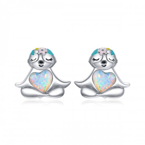 Pendientes de Tuerca con Diseño de Perezoso Estilo Pandora - BSE483