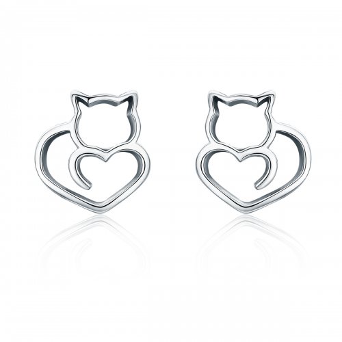 Pendientes de plata estilo Pandora presentan unos adorables gatos - SCE271