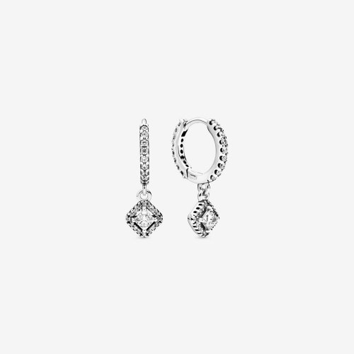 Aretes de aro PANDORA Square Sparkle - 298503C01
