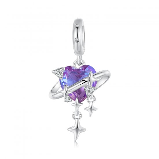 Colgante estilo PANDORA con cielo estrellado en degradado morado y rosa - SCC2825 - Haga click en la imagen para cerrar