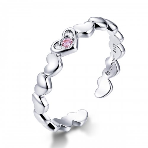 Anillo abierto con espejo en forma de corazón estilo Pandora - BSR100
