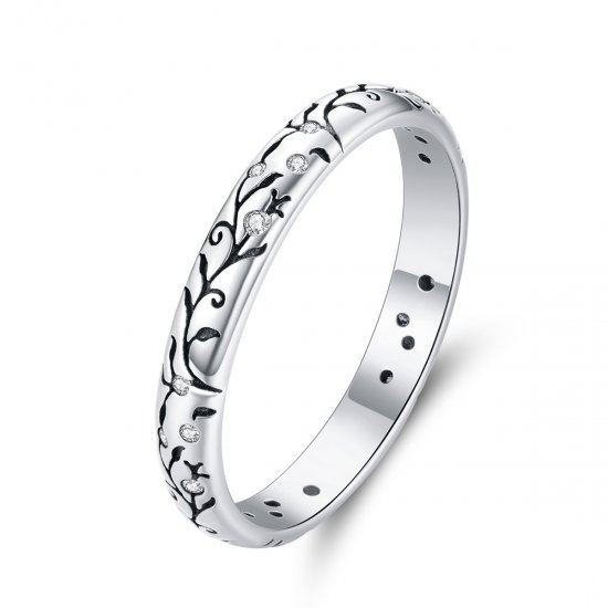 Anillo estilo Pandora de plata vintage con diseño de vid - SCR659 - Haga click en la imagen para cerrar