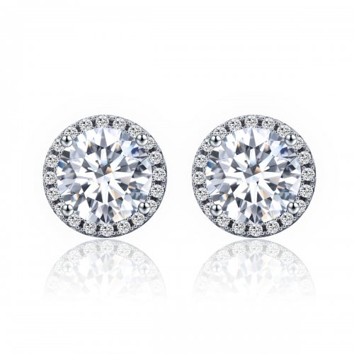Pendientes de botón estilo Pandora en plata noble y luz - SCE358