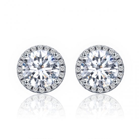 Pendientes de botón estilo Pandora en plata noble y luz - SCE358 - Haga click en la imagen para cerrar
