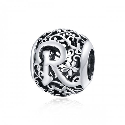 Charm de letra S con diseño de flores calado estilo Pandora - SCC1444-S
