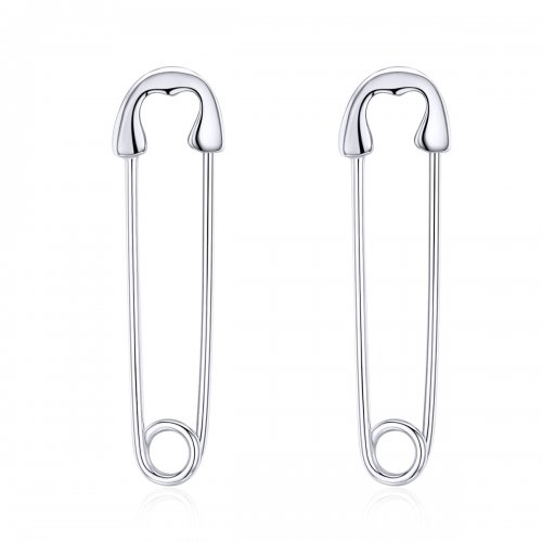 Pendientes de botón de papel feliz en plata estilo Pandora - SCE695-A