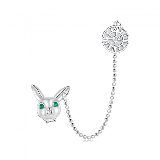 Pendientes de Estilo Pandora con Reloj de Conejo Blanco - SCE1617 - Haga click en la imagen para cerrar