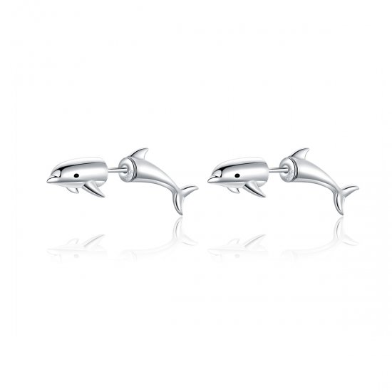 Pendientes de Estilo Pandora con Delfines - BSE184 - Haga click en la imagen para cerrar
