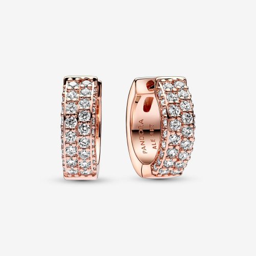 Pandora Pendientes de Aro Doble con Pavé Timeless - 282622C01